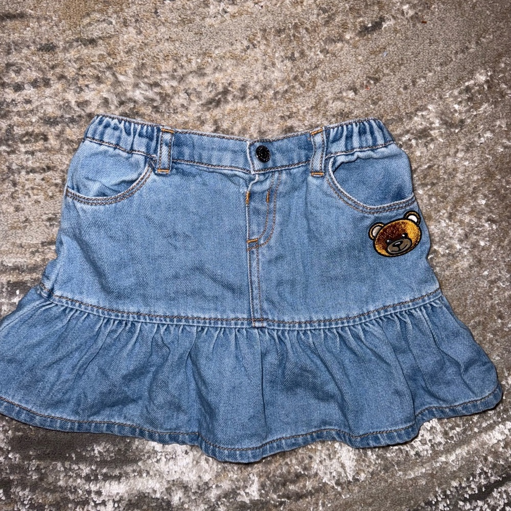 Moschino Blue Denim Skirt with Bear Detail